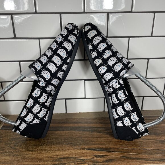 Skechers BOBS Plush Happy Meow Womens Size 7 Shoes Black White Slip On Flats - Picture 5 of 14